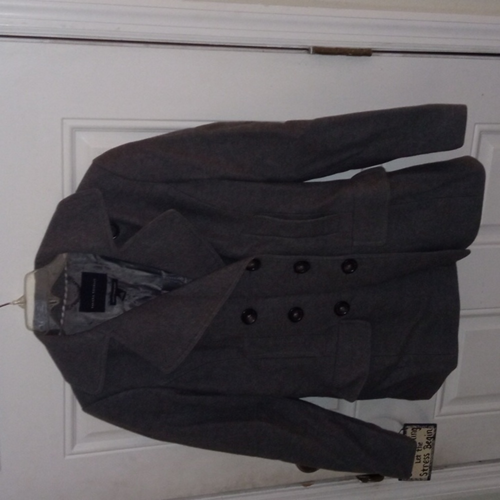 Banana Republic Women's Double-Breasted Wool Blend Peacoat - Gray